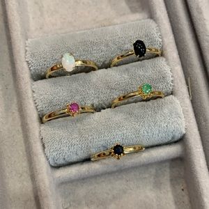 Gold plated rings with stones